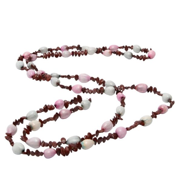 Vintage Shell Necklaces Chain Cowrie Seashell Seeds Beads Ivory White Tan Brown - Picture 5 of 10